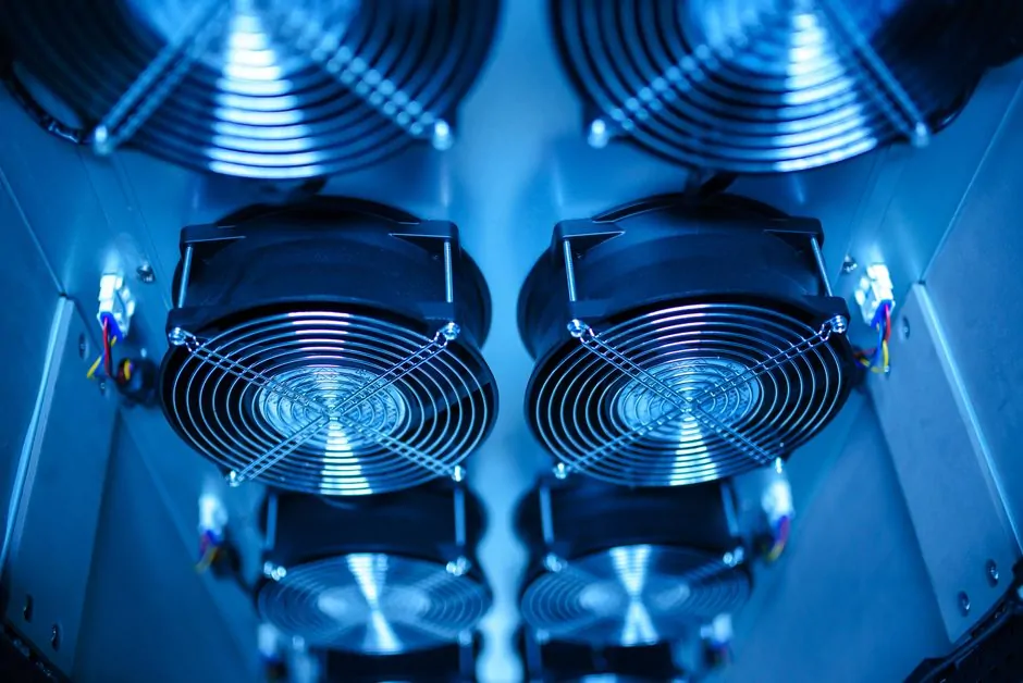 Data-center campus combining Bitcoin mining containers with high-density AI GPU halls, substations, and cooling infrastructure Data-center campus combining Bitcoin mining containers with high-density AI GPU halls, substations, and cooling infrastructure