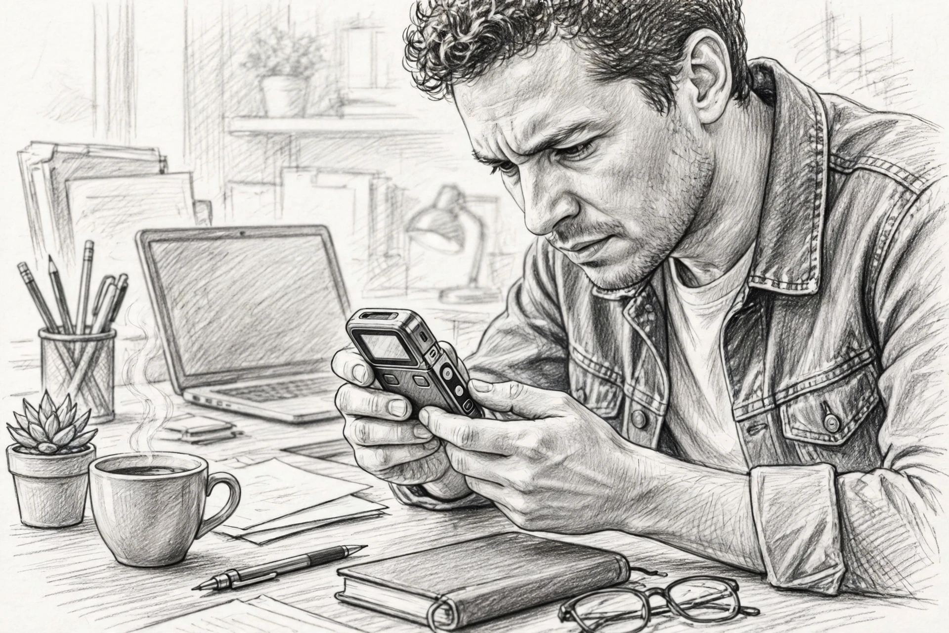 Squinting user verifying contract on hardware wallet Squinting user verifying contract on hardware wallet