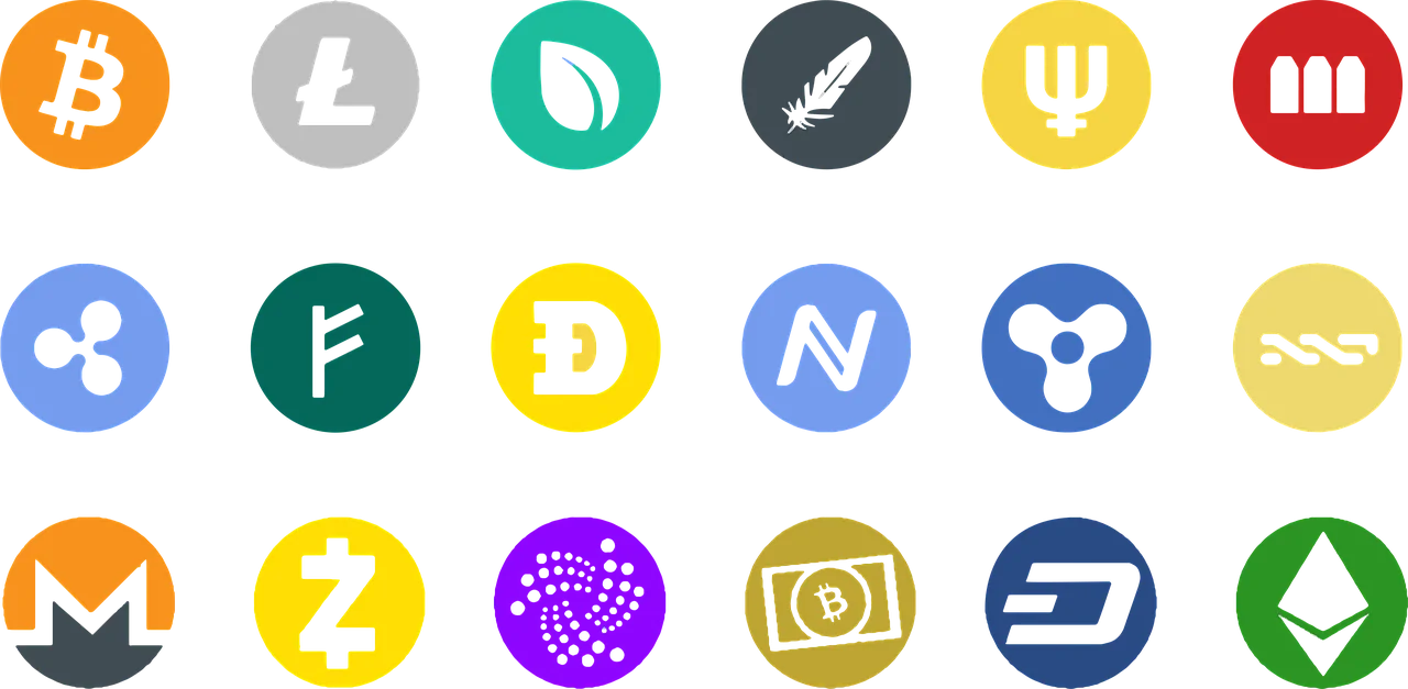 Hero image showing Bitcoin Ethereum and Dogecoin physical coins arranged on dark background with blockchain graphics Hero image showing Bitcoin Ethereum and Dogecoin physical coins arranged on dark background with blockchain graphics