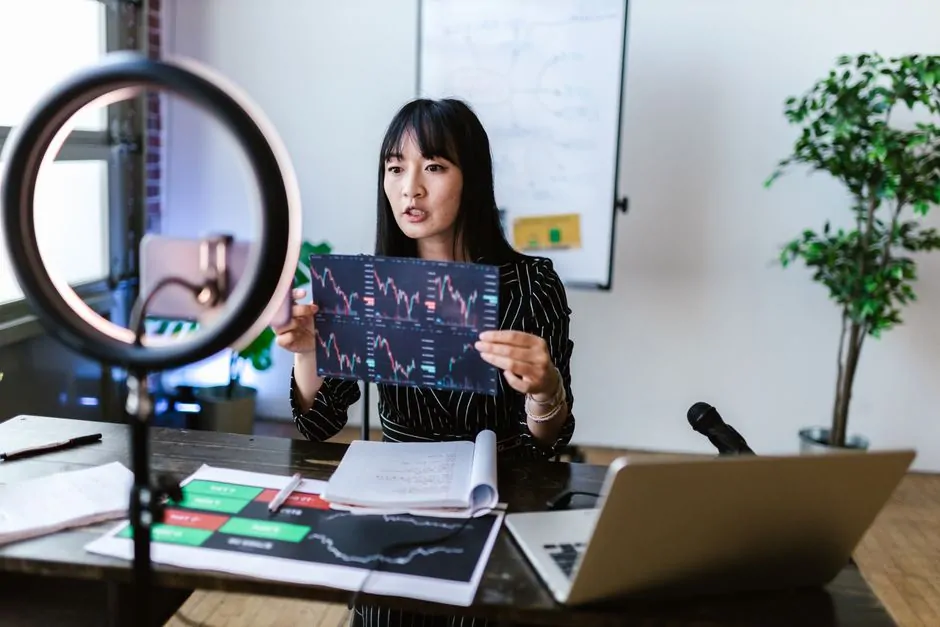 Podcast studio scene with market charts and AI infrastructure themes during a major drawdown Podcast studio scene with market charts and AI infrastructure themes during a major drawdown